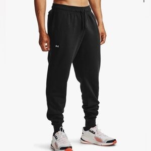 Under Armour Men's Rival Fleece Joggers Size 4XL‎ Black Drawstring Pocket Logo
